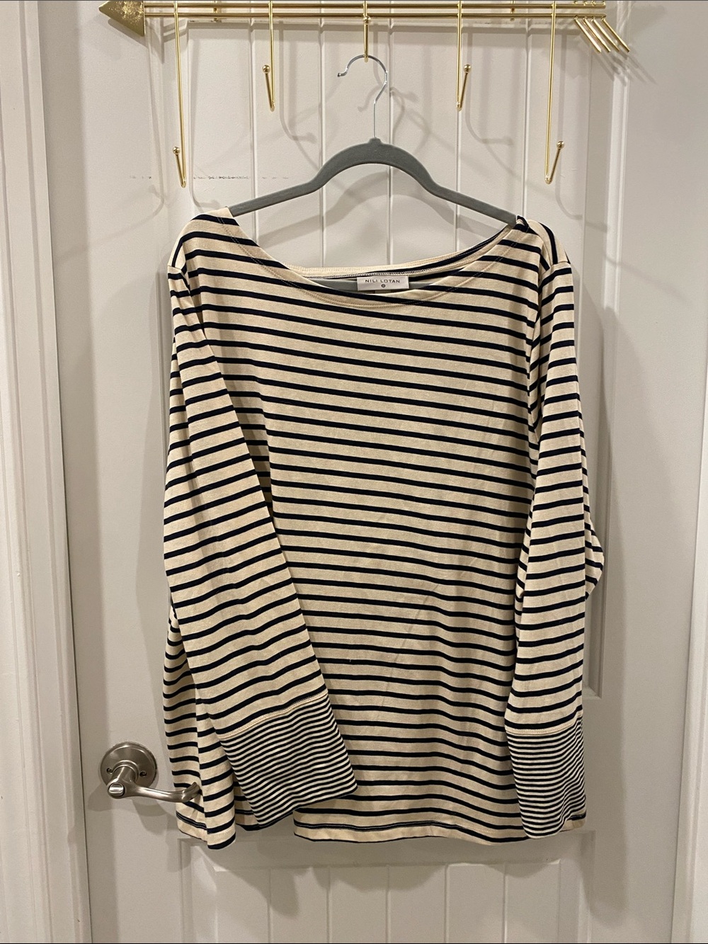 Nili Lotan X Target Striped Boatneck Long Sleeve Tee Shirt 3X